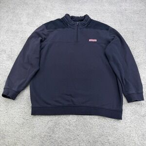 Vineyard Vines Shep Pullover Men XL Navy Blue 1/4 Zip Mock Cotton Preppy Sweater